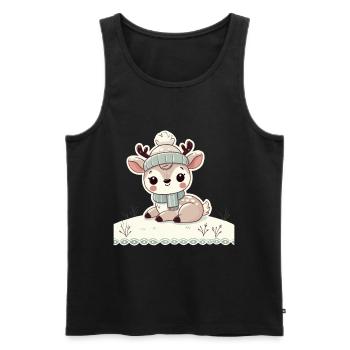 Bezauberndes Vintage Design Mit Rentier Und Schnee - Männer Premium Bio Tank Top - Schwarz - Vorne - AI Model Male 178 light (178cm)