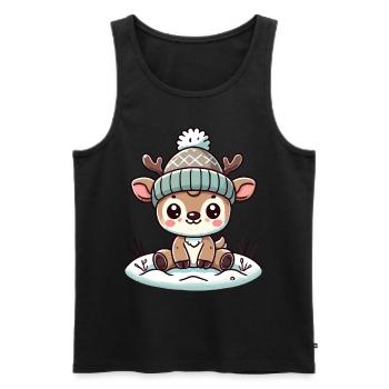 Bezauberndes Vintage Design Mit Rentier Und Schnee - Männer Premium Bio Tank Top - Schwarz - Vorne - AI Model Male 178 light (178cm)