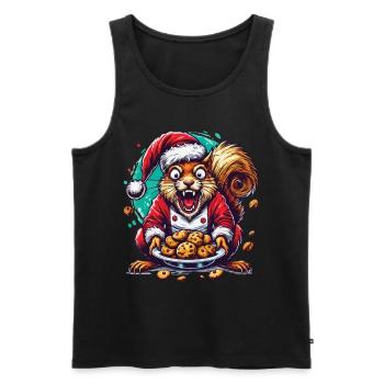 Christmas Stress Funny Mom Squirrel Humor - Men's Premium Organic Tank Top - black - Front - AI Model Male 178 light (178cm)