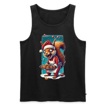 Christmas Stress Funny Mommy Squirrel - Men's Premium Organic Tank Top - black - Front - AI Model Male 178 light (178cm)