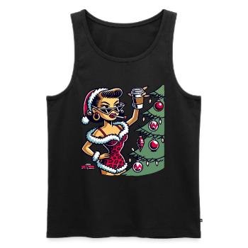 Motif de dessin animé pin-up de Noël - Débardeur bio Premium Homme - noir - Devant - Michal (187cm)