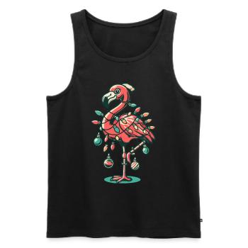 Fröhlicher Weihnachtsflamingo Mit Festlicher - Männer Premium Bio Tank Top - Schwarz - Vorne - AI Model Male 178 light (178cm)