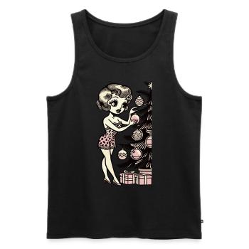 Pin-Up de Noël Motif Rétro Vintage - Débardeur bio Premium Homme - noir - Devant - Michal (187cm)