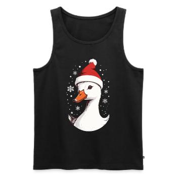 Canard de Noël avec chapeau de Noël - Débardeur bio Premium Homme - noir - Devant - AI Model Male 178 light (178cm)