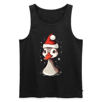 Canard de Noël avec chapeau de Noël - Débardeur bio Premium Homme - noir - Devant - AI Model Male 178 light (178cm)