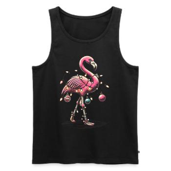 Flamant rose de Noël drôle avec des guirlandes lumineuses - Débardeur bio Premium Homme - noir - Devant - Michal (187cm)