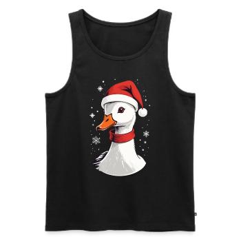 Canard de Noël avec chapeau et flocons de neige - Débardeur bio Premium Homme - noir - Devant - AI Model Male 178 light (178cm)