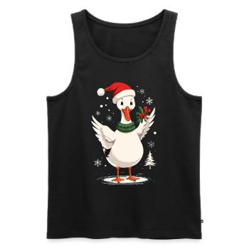 Canard de Noël avec chapeau de Noël - Débardeur bio Premium Homme - noir - Devant - AI Model Male 178 light (178cm)