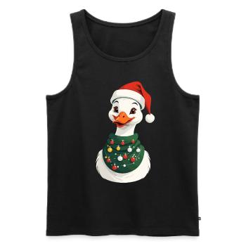 Canard de Noël avec chapeau de Noël - Débardeur bio Premium Homme - noir - Devant - AI Model Male 178 light (178cm)