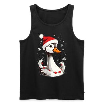 Canard de Noël avec chapeau et flocons de neige - Débardeur bio Premium Homme - noir - Devant - AI Model Male 178 light (178cm)
