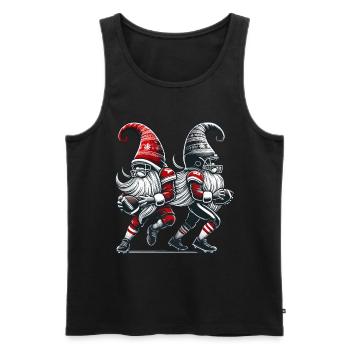 Christmas Football Gnome Dwarf Elf - Men's Premium Organic Tank Top - black - Front - Michal (187cm)
