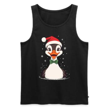 Canard de Noël avec chapeau de Noël - Débardeur bio Premium Homme - noir - Devant - AI Model Male 178 light (178cm)