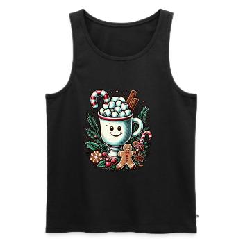 Weihnachtliche Heiße Schokolade Mit Zimt - Männer Premium Bio Tank Top - Schwarz - Vorne - AI Model Male 178 light (178cm)
