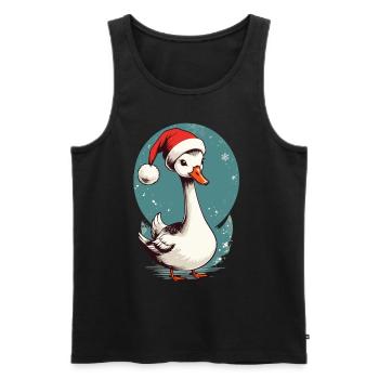 Festliche Ente mit Weihnachtsmütze - Männer Premium Bio Tank Top - Schwarz - Vorne - AI Model Male 178 light (178cm)