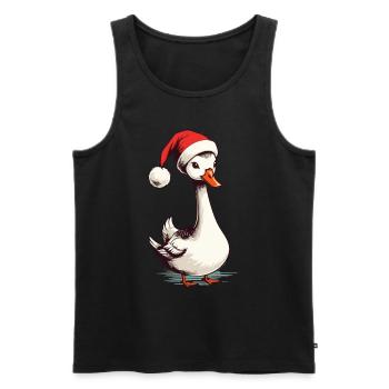 Canard festif avec chapeau de Noël pour Noël - Débardeur bio Premium Homme - noir - Devant - AI Model Male 178 light (178cm)
