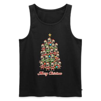 Merry Christmas Pug Christmas Tree - Men's Premium Organic Tank Top - black - Front - Michal (187cm)