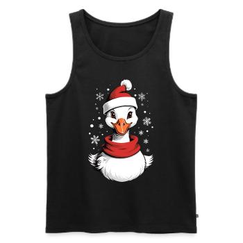 Canard de Noël avec chapeau de Noël - Débardeur bio Premium Homme - noir - Devant - AI Model Male 178 light (178cm)