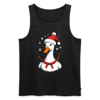 Canard de Noël avec un joli chapeau de Noël - Débardeur bio Premium Homme - noir - Devant - AI Model Male 178 light (178cm)
