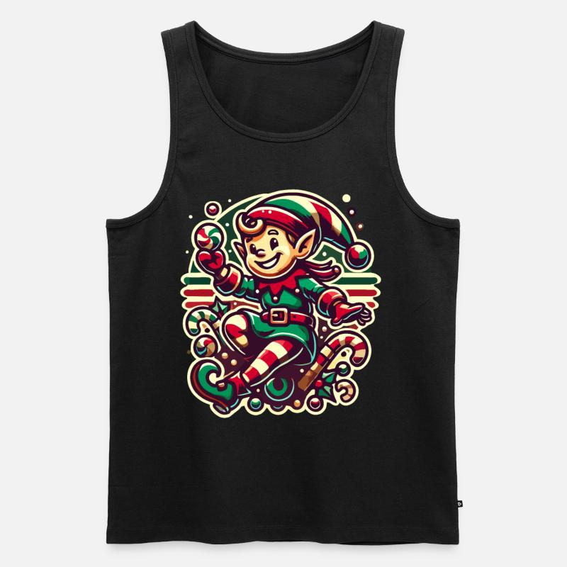 Fröhlicher Weihnachtswichtel Illustration - Männer Premium Bio Tank Top - Schwarz
