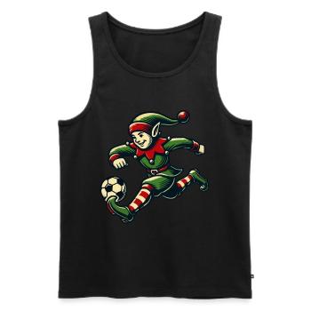 Elfe de Noël joueur de football amusant - Débardeur bio Premium Homme - noir - Devant - Michal (187cm)