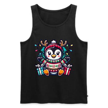 Fröhlicher Pinguin Mit Rentiergeweih Und - Männer Premium Bio Tank Top - Schwarz - Vorne - AI Model Male 178 light (178cm)