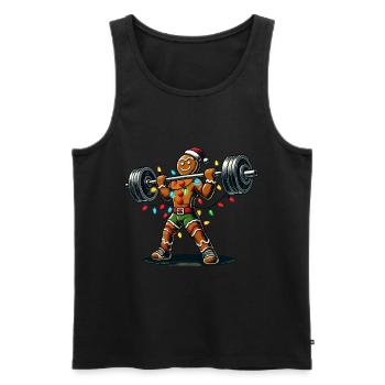 Gingerbread Man Bodybuilder Christmas Fitness Fun - Men's Premium Organic Tank Top - black - Front - Michal (187cm)