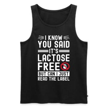Intolérance au lactose Intolérance au lactose - Débardeur bio Premium Homme - noir - Devant - Michal (187cm)