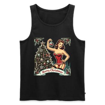 Weihnachtliches Pin-Up Retro Vintage Stil - Männer Premium Bio Tank Top - Schwarz - Vorne - Michal (187cm)