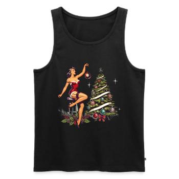 Pin-up de Noël style rétro vintage - Débardeur bio Premium Homme - noir - Devant - Michal (187cm)
