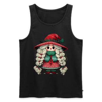 Gnome Fille Festive en Scandinave - Débardeur bio Premium Homme - noir - Devant - Michal (187cm)