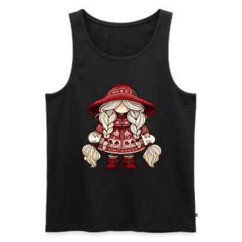 Gnomin de Noël dans le style scandinave - Débardeur bio Premium Homme - noir - Devant - Michal (187cm)