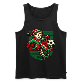 Soccer Playing Christmas Elf Fun - Men's Premium Organic Tank Top - black - Front - Michal (187cm)