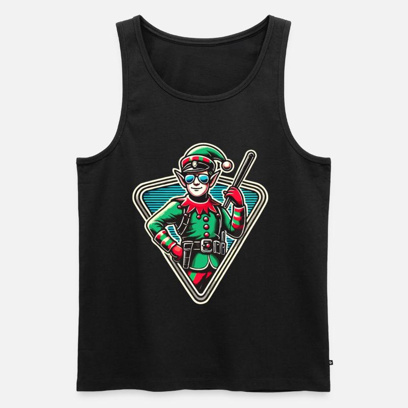 Weihnachtself Mit Sonnenbrille - Männer Premium Bio Tank Top - Schwarz