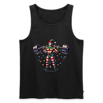 Elfe de fitness de Noël avec haltères - Débardeur bio Premium Homme - noir - Devant - Michal (187cm)