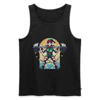 Weihnachtlicher Gym Elf Mit Hanteltraining - Männer Premium Bio Tank Top - Schwarz - Vorne - AI Model Male 178 light (178cm)