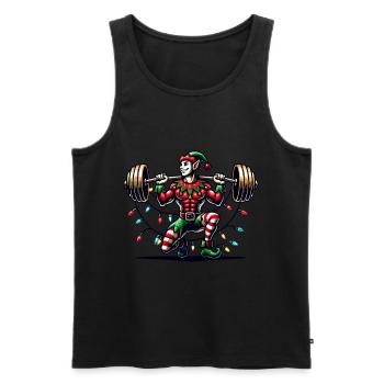 Gym de Noël Elfe Haltérophilie - Débardeur bio Premium Homme - noir - Devant - Michal (187cm)