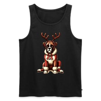 Weihnachtlicher Boxer Hund Mit Geweih - Männer Premium Bio Tank Top - Schwarz - Vorne - Michal (187cm)