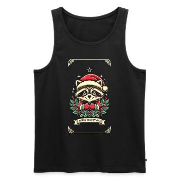 Ambiance de Noël mignon raton laveur - Débardeur bio Premium Homme - noir - Devant - AI Model Male 178 light (178cm)