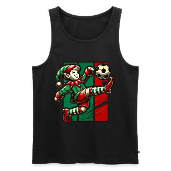 sportlicher Weihnachtself Fußballspieler Motiv - Männer Premium Bio Tank Top - Schwarz - Vorne - Michal (187cm)