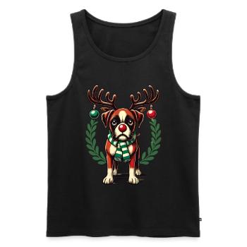 Weihnachtshund Mit Rentiergeweih Und Schal - Männer Premium Bio Tank Top - Schwarz - Vorne - AI Model Male 178 light (178cm)
