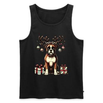 Weihnachtlicher Boxer Hund Mit Rentiergeweih - Männer Premium Bio Tank Top - Schwarz - Vorne - AI Model Male 178 light (178cm)