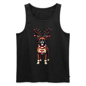 Weihnachtlicher Boxer Hund Mit Rentiergeweih - Männer Premium Bio Tank Top - Schwarz - Vorne - AI Model Male 178 light (178cm)