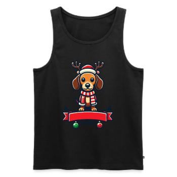 Süßer Weihnachtshund Mit Rentiergeweih - Männer Premium Bio Tank Top - Schwarz - Vorne - AI Model Male 178 light (178cm)