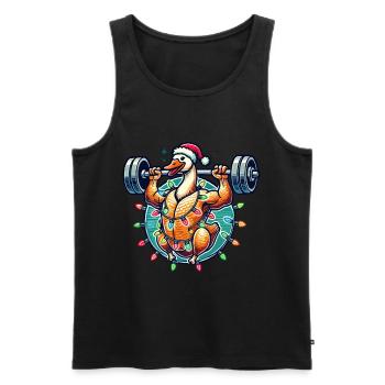 Lustige Weihnachtsgans Bodybuilding Masseaufbau - Männer Premium Bio Tank Top - Schwarz - Vorne - AI Model Male 178 light (178cm)