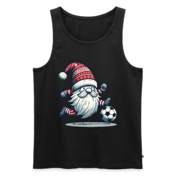 Gnome de football de Noël pour les fans - Débardeur bio Premium Homme - noir - Devant - Michal (187cm)
