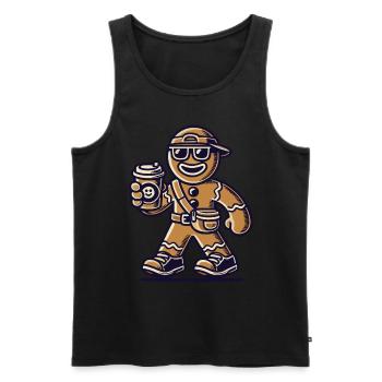 Funny gingerbread snob for Christmas - Men's Premium Organic Tank Top - black - Front - AI Model Male 178 light (178cm)