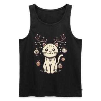 Mignon chat de Noël avec des bois - Débardeur bio Premium Homme - noir - Devant - Michal (187cm)