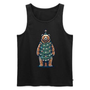 Arbre de Noël ours avec guirlandes lumineuses - Débardeur bio Premium Homme - noir - Devant - Michal (187cm)