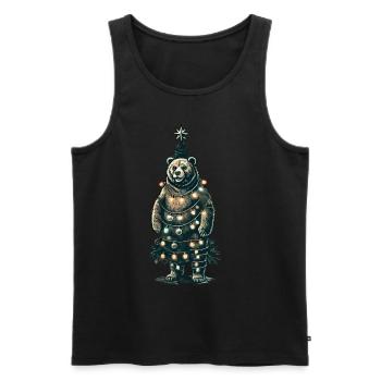 Ours de Noël décoré de lumières - Débardeur bio Premium Homme - noir - Devant - Michal (187cm)