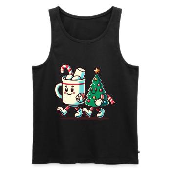 Joyeux Noël Look Vintage Rétro - Débardeur bio Premium Homme - noir - Devant - Michal (187cm)
